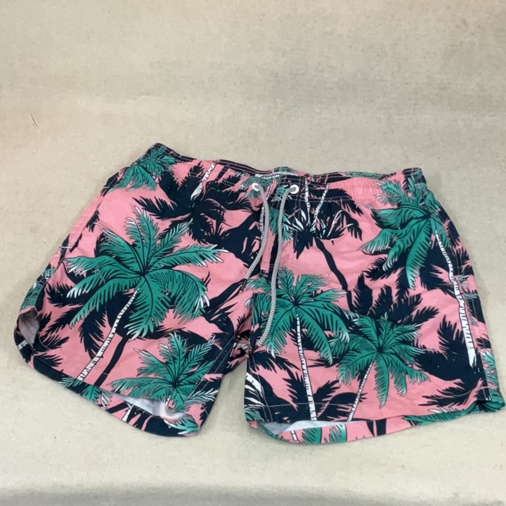 EUC mens MAAMGIC Tropical Palm Tree Swim trunks with mesh lining